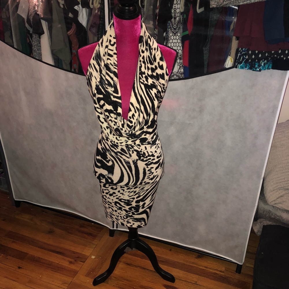 Bebe Animal Print Halter dress
